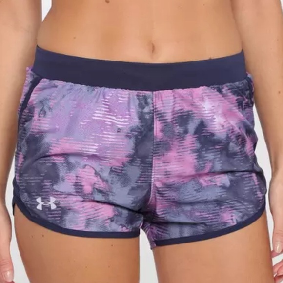 Under Armour Fly by 2.0 printed shorts Midnight Navy/Jellyfish reflective Sz XL - Picture 1 of 8